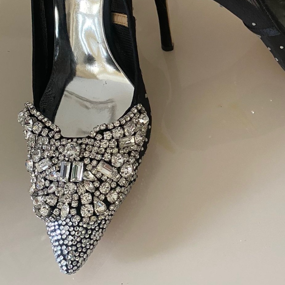 Badgley Mischka Collection - Quintana Crystal Embellished Pointed Toe Pump - Picture 11 of 12